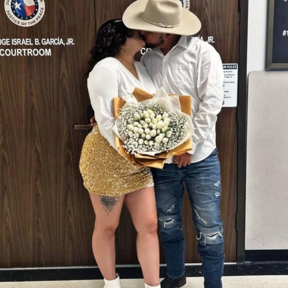 2 in 1 Party Dress White Top Sewn Together with Gold Sequin Skirt Mini - Picture 12 of 15